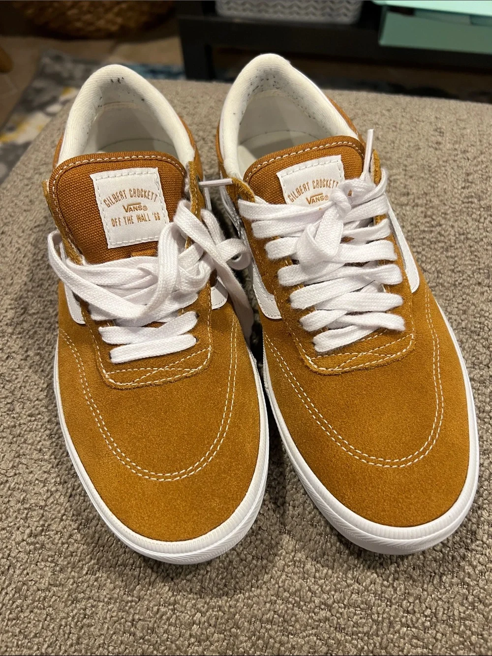 Vans Men’s Gilbert Crockett Suede Sneakers in Tan/Brown with White Accents